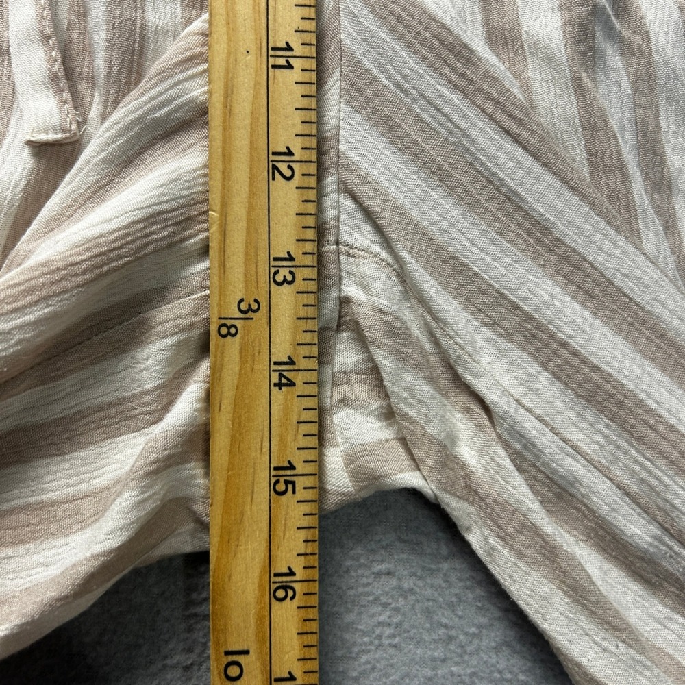 Torrid Lounge Pants Womens Size 2 Linen Feel‎ Striped Beige White Wide Leg Style - Picture 5 of 10
